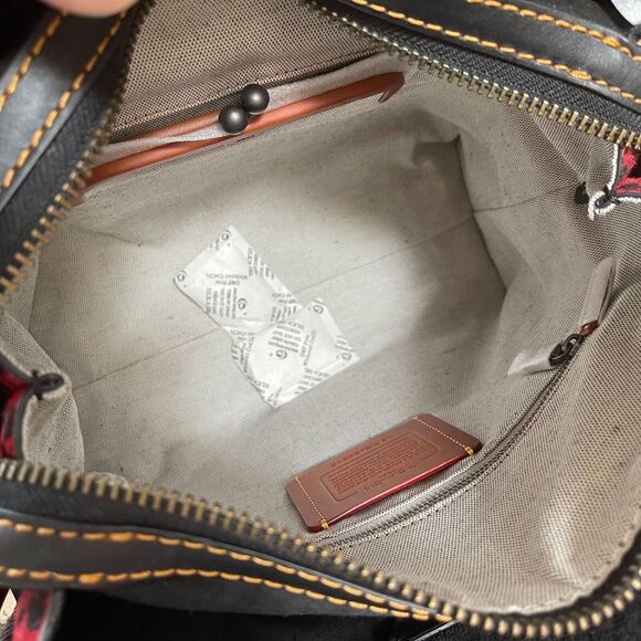 Coach 1941 Rogue 30 Embellished Patchwork Whipstitch Mixed Leather Bag Red Multi - Picture 9 of 12